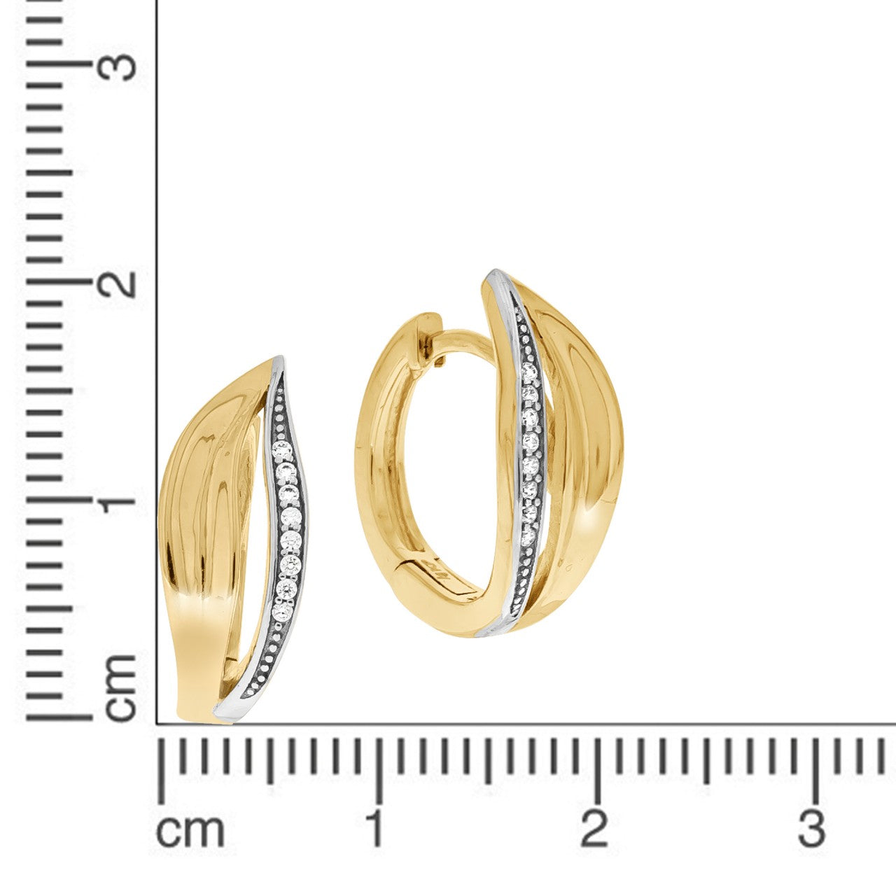 Creolen 925/- Sterling Silber vergoldet 1,7cm Zirkonia